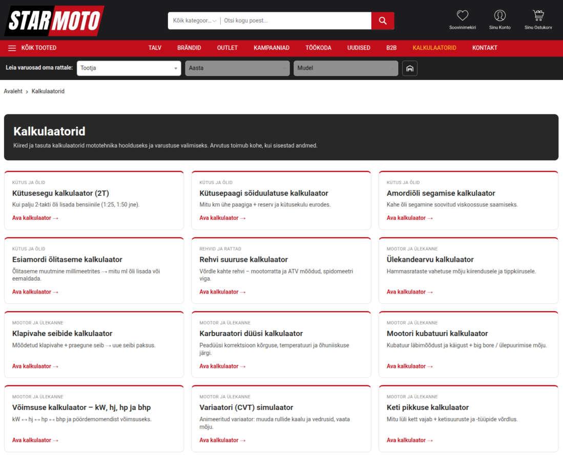 New: 16 free calculators for motorcycle maintenance and choosing gear