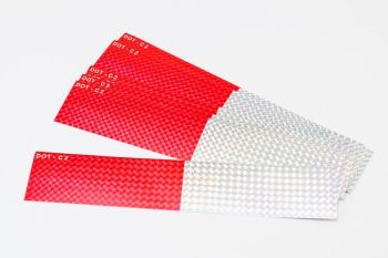 Kleebis reflektor 280mm x 52mm - punane / hõbe
