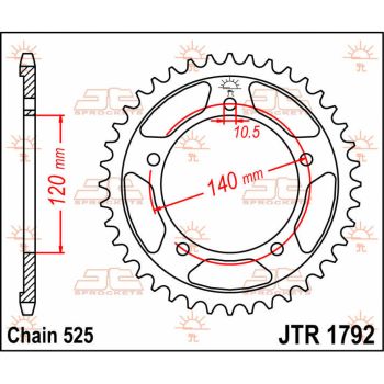 Tagumine hammasratas JT 43T 525