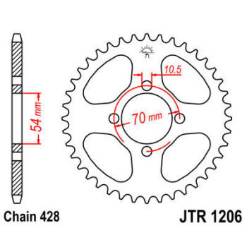 SPROCKET REAR 428 44T