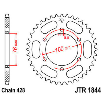 SPROCKET REAR 428 44T