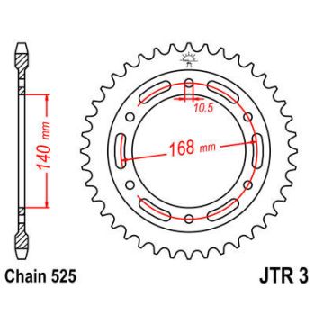 SPROCKET REAR 42T 525 BLK