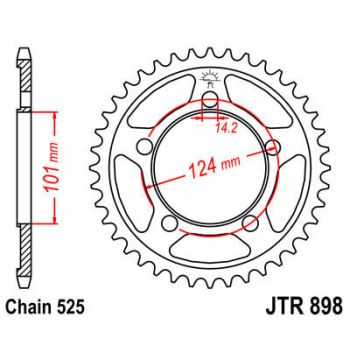 SPROCKET REAR 38T 525 BLK