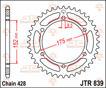 SPROCKET REAR 52T 428