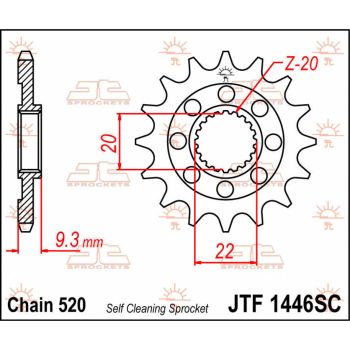 Esimene hammasratas (veohammasratas) JT 14T 520 SC Isepuhastuv