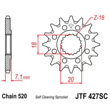 Esimene hammasratas (veohammasratas) JT 12T 520 SC Isepuhastuv