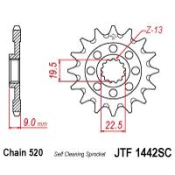 Esimene hammasratas (veohammasratas) JT CS 13 RMZ250 14T Isepuhastuv