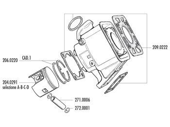 piston kit Polini 100cc 55mm (D) for Yamaha DT 80 LC