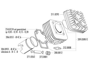 cylinder head Polini aluminum 70cc for Piaggio AC