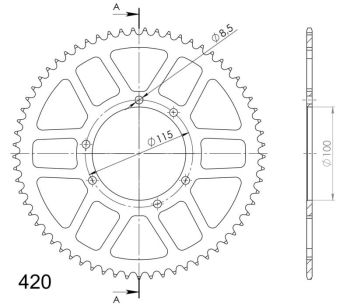 Supersprox Rear Sprocket, Red, 65 teeth (420), Ø100mm, Fantic 50cc 07-19