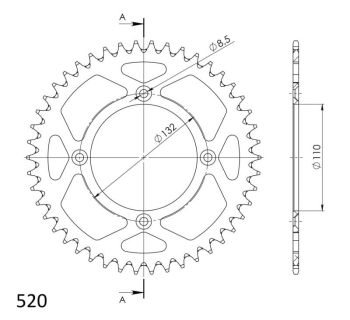 Supersprox Rear Sprocket Alu RAL-720:46 Black