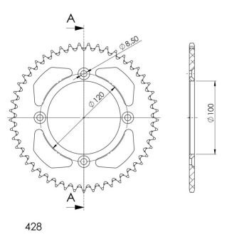 Supersprox Rear Sprocket Alu RAL-998:48 Black