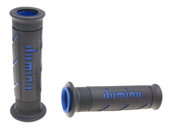 handlebar grip set Domino A250 on-road black / blue open end grips