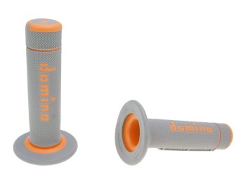 handlebar grip set Domino A020 off-road half waffle grey / orange
