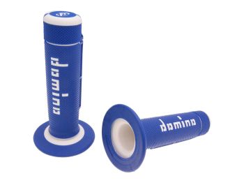 handlebar grip set Domino A020 off-road half waffle blue / white