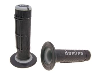 handlebar grip set Domino A020 off-road half waffle black / grey