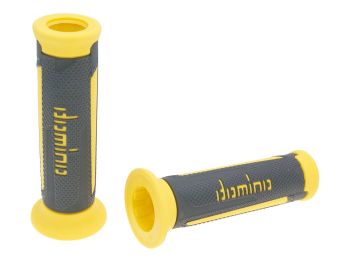 handlebar grip set Domino A350 on-road anthracite grey / yellow open end grips