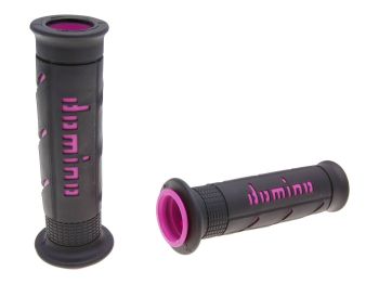 handlebar grip set Domino A250 on-road black / pink open end grips