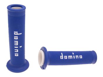 handlebar grip set Domino A010 on-road blue / white open end grips