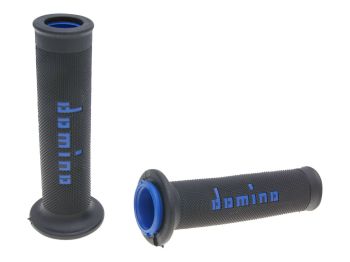 handlebar grip set Domino A010 on-road black / blue open end grips