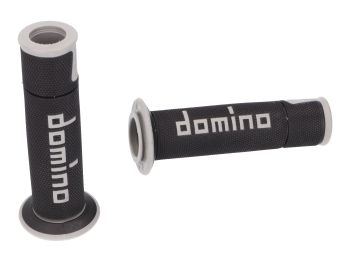 handlebar grip set Domino A450 on-road racing black / grey open end grips