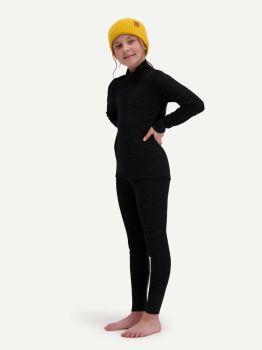Svala Merino Extra Warm kids underwear set black