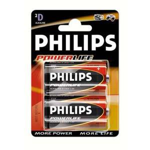 PATAREI, PHILIPS POWERLIFE, D, 1.5V, 2TK