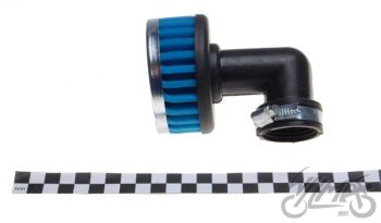 Õhufilter d.38mm, madal, 90 kraadi nurgaga, silinder sinine HIGH-PERFORMANCE