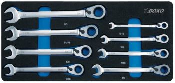 Lehtsilmus tirrvõti tollmõõdus, suunavahetiga, 8-osa