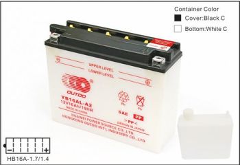 Aku 12v, 16ah, 205x71x164, -/+, kuivl.