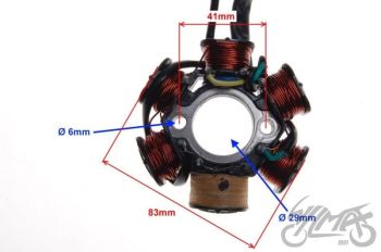 Süütemähis 6 mähist/pooli, 1 mähitud - 5 juhet - horis. 50-125cc