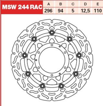 TRW Piduriketas MSW244RAC Esiosa ujuv TRW 296/94/5mm/110mm