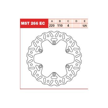TRW Piduriketas MST266EC Tagumine fikseeritud TRW 220/110/4mm/125mm