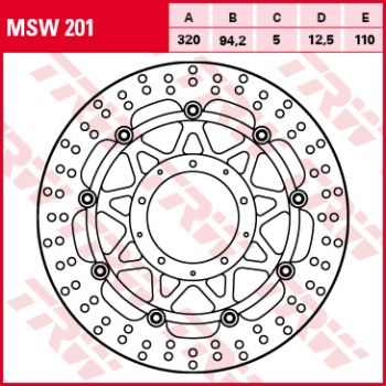 Piduriketas MSW201 Esiosa ujuv TRW 320/94,2/5mm/110mm
