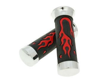 handlebar rubber grip set Custom Flame red