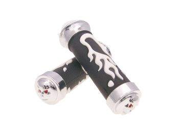 handlebar rubber grip set Custom Flame white