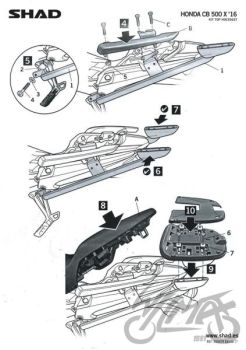 Kohvri adapter, ülemine - Shad, Honda CB500X ´13-´16
