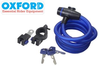 BLOKADA ZABEZPIECZENIE PRZECIWKRADZIEŻOWE OXFORD LINKA CABLE LOCK Z ZAMKNIĘCIEM DŁ.1,8x12mm KOLOR NIEBIESKI