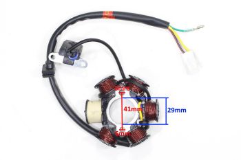 APARAT ZAPŁONOWY STATOR ATV 110 6 CEWEK 5 KABLI SILNIK POZIOMY Z OZNACZENIEM 139FMB, 147FMD, 152FMH, 154FMI WYSTĘPUJĄCY W ATV CHIŃSKIE QUADY, MOTOROWERY STREET, CROSS, CZOPER