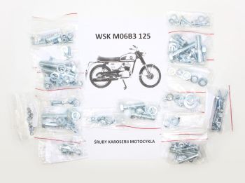 KOMPLET ŚRUB MOTOCYKLA (BEZ ŚRUB SILNIKA) WSK M06B3 125 BĄK