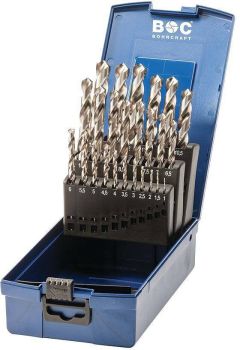 HSS-G DIN 338 FULLY-GROUND TYPE N IN ABS-BOX 25-PCS. 1.0 - 13.0 X 0.5 MM INC. / KG13 BOHRCRAFT