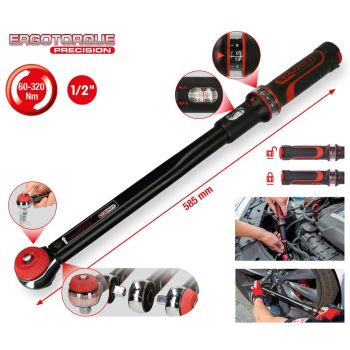 1/2" MOMENTVÕTI+PADRUNI KOMPL. 60-320NM. 30H 585MM. ERGOTORQUE KS TOOLS