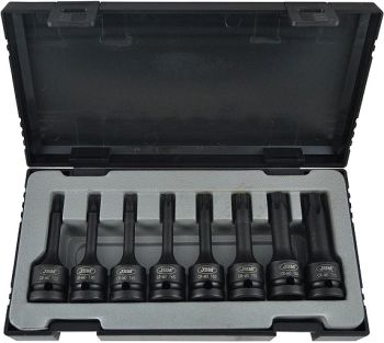 8-OS. 1/2" PIKKADE TORX LÖÖKOTSIKUTE STARDIKOMPLEKT T25-T70 JBM