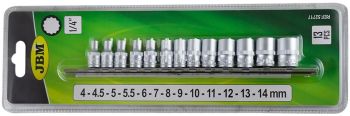 13-OS. 1/4" PADRUNITE KOMPLEKT 4-14MM. 12-KANT. METALLSIINIL JBM