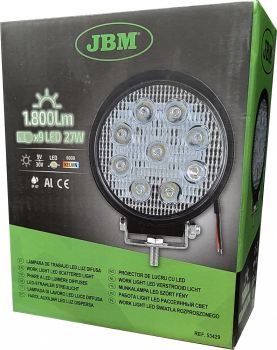 TÖÖTULI 9-LED ÜMAR "BRIGHT" 9-30V 27W 1800LM 6000K ALUMINIUM JBM