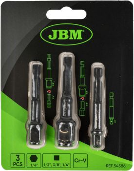 3-OS. TRELLI ADAPTERITE KOMPLEKT PADRUNITE 1/4"+3/8"+1/2" KEERAMISEKS JBM