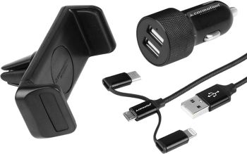 LAADIMISKOMPLEKT 3IN1 LAADIJA/TELEFONIHOIDJA/USB LAADIMISJUHE 120CM CARMOTION