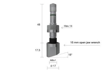 TPMS VENTIIL WONDER 1312 VEOAUTO VALUVELJELE 9.7MM. L=65MM. NURK 18