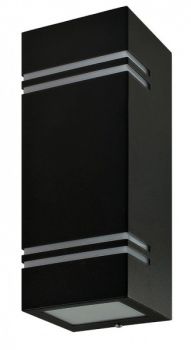 230V VÄLISVALGUSTI SEINALE QUAZAR 7 MUST GU10 MAX 2X11W 250X85X87MM IP44 KOBI