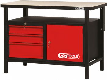 TÖÖLAUD SAHTLITEGA 1200X600MM. 3 SAHTLIT. 1 UKS. KÕRGUS 850MM KS TOOLS